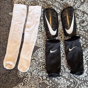 Toddler Nike Black Shin Guards and White Socks Combo